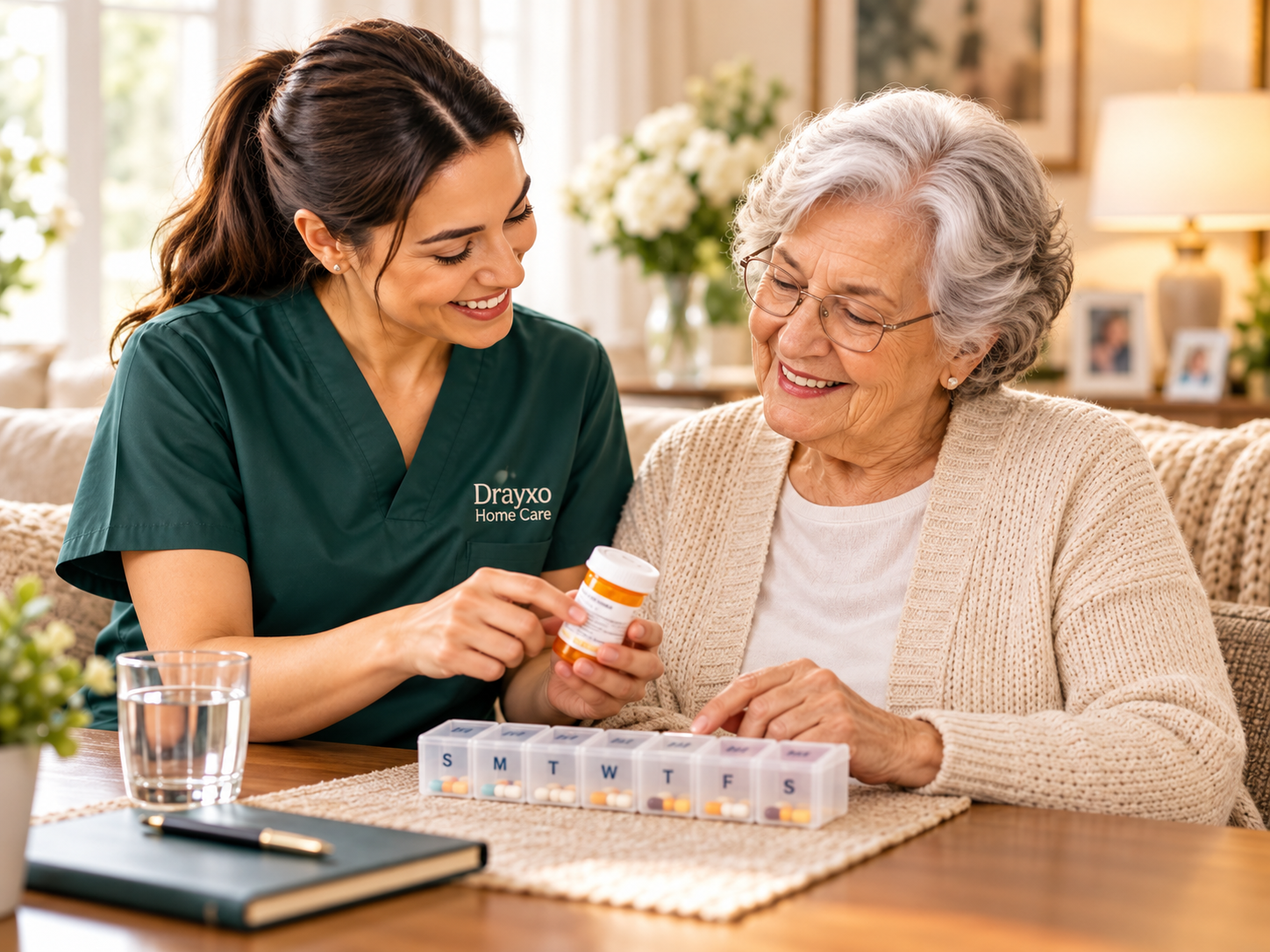 Caregiver discussing daily routines