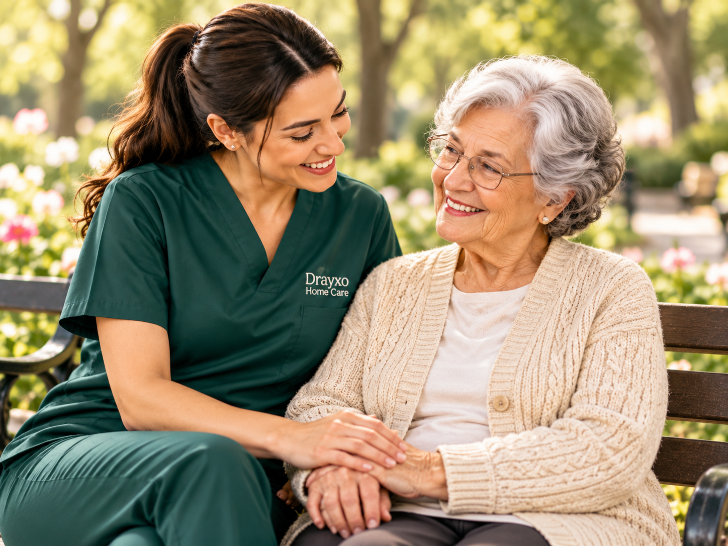 Caregiver sharing time with an older adult