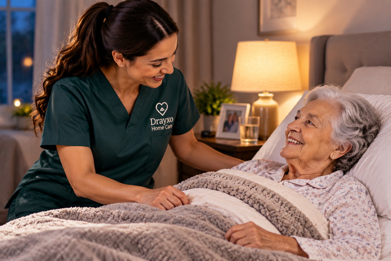 Caregiver offering attentive home support