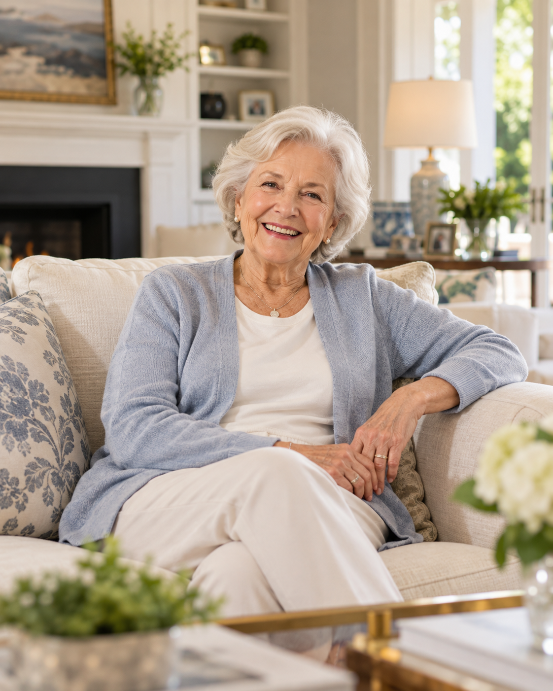 Older adult enjoying a warm and supportive moment at home